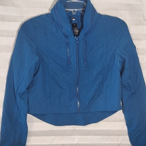 Levelwear Verve Athleisure Crop‎ Jacket Teal Blue Vented Workout Jogging XS